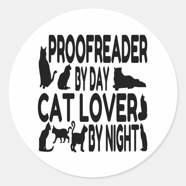 Adesivo Redondo Proofreader de Gato (Frente)