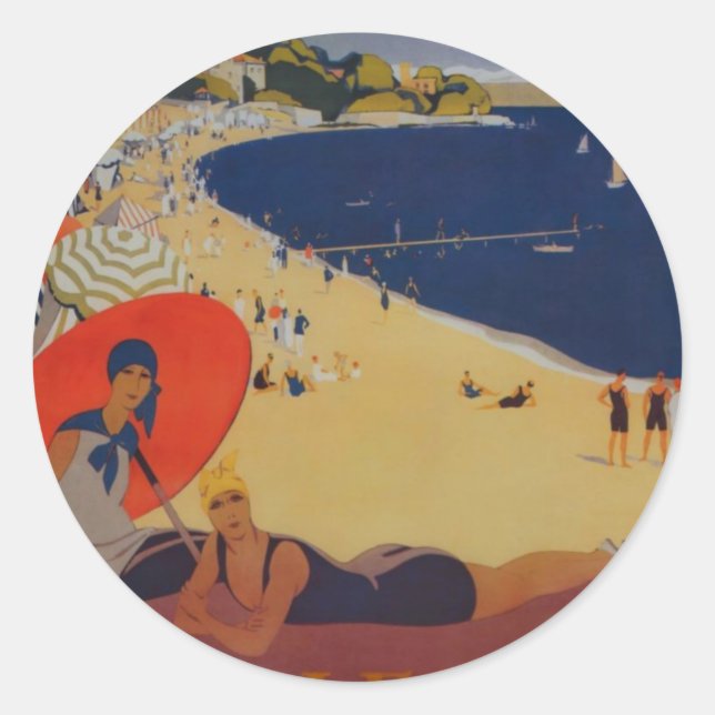 Adesivo Redondo Propaganda de Viagem Francesa Vintage (Frente)