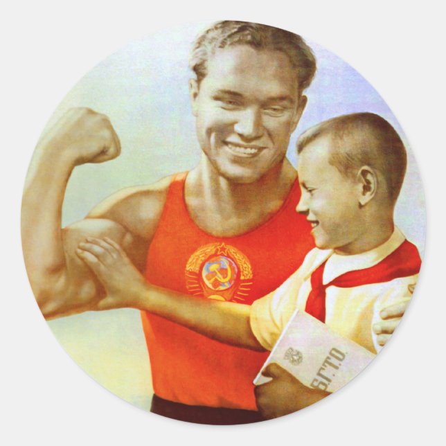 Adesivo Redondo Propaganda do Exercício soviético (Frente)