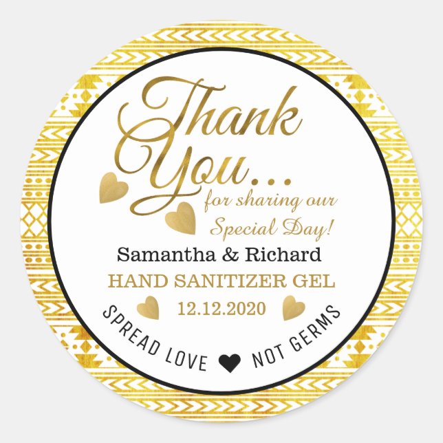 Adesivo Redondo  Propagar Amor Dourado Padrão Tribal Asteca Obriga (Frente)