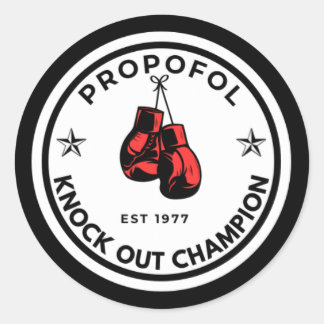 Adesivo Redondo Propofol Knock out champ (preto/vermelho)