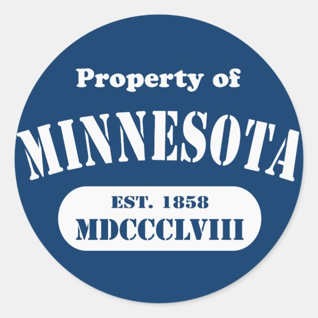 Adesivo Redondo Propriedade de Minnesota - qualquer cor! (Frente)