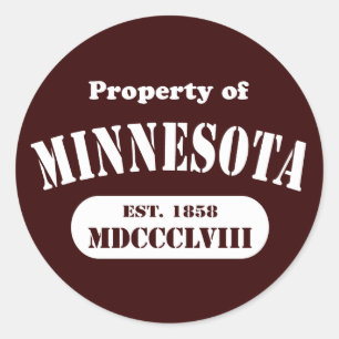 Adesivo Redondo Propriedade de Minnesota - qualquer cor bkgd!