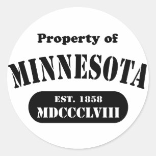 Adesivo Redondo Propriedade de Minnesota - texto negro