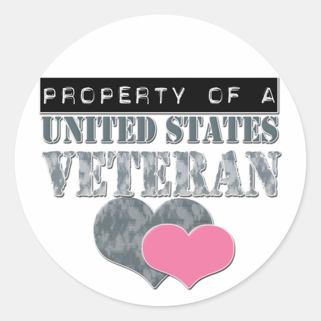 Adesivo Redondo Propriedade De Um Veterano Dos Estados Unidos (Frente)