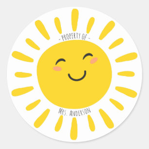 Adesivo Redondo Propriedade do nome do professor Sunshine