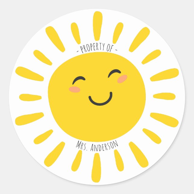 Adesivo Redondo Propriedade do nome do professor Sunshine (Frente)