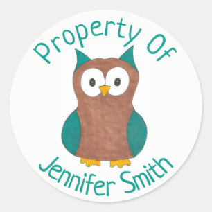 Adesivo Redondo Propriedade do Pássaro Marrom Sábio Personalizado