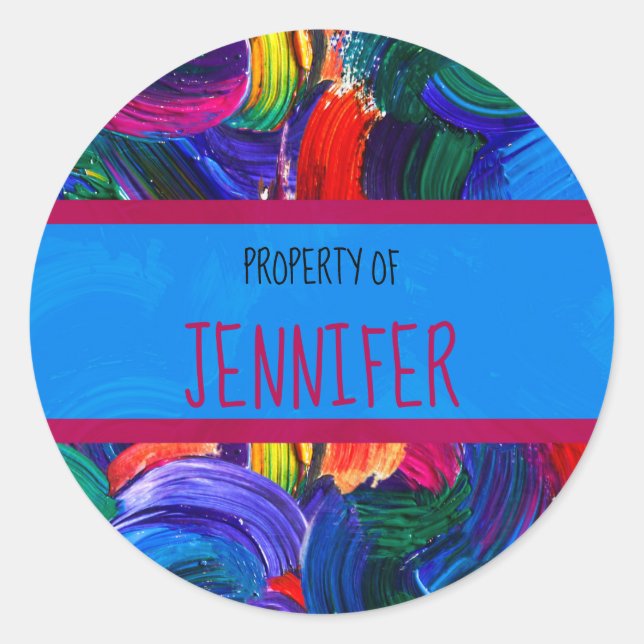 Adesivo Redondo Propriedade do seu nome Faux Painted (Frente)