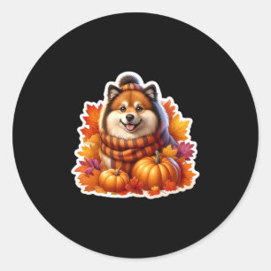 Adesivo Redondo Proprietário de Cão Autumn Fall Finnish Lapphund A