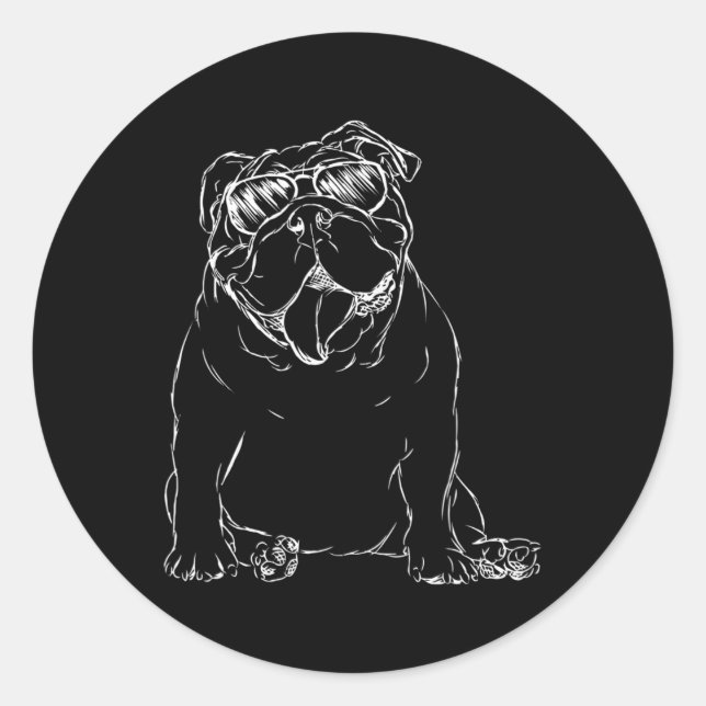 Adesivo Redondo Proprietário do Cachorro Bulldog Inglês (Frente)