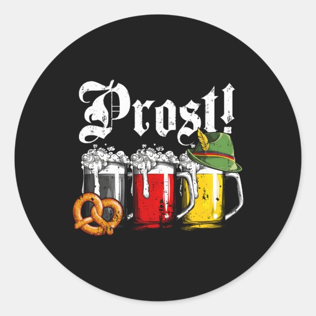 Adesivo Redondo Prost Beer Ger Flag Oktoberfest Cheers (Frente)