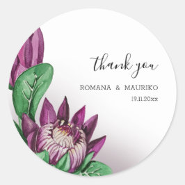 Adesivo Redondo Protea Aquarela Profunda Roxa