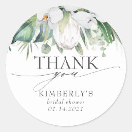 Adesivo Redondo Protea Rei Tropical Elegante Obrigado