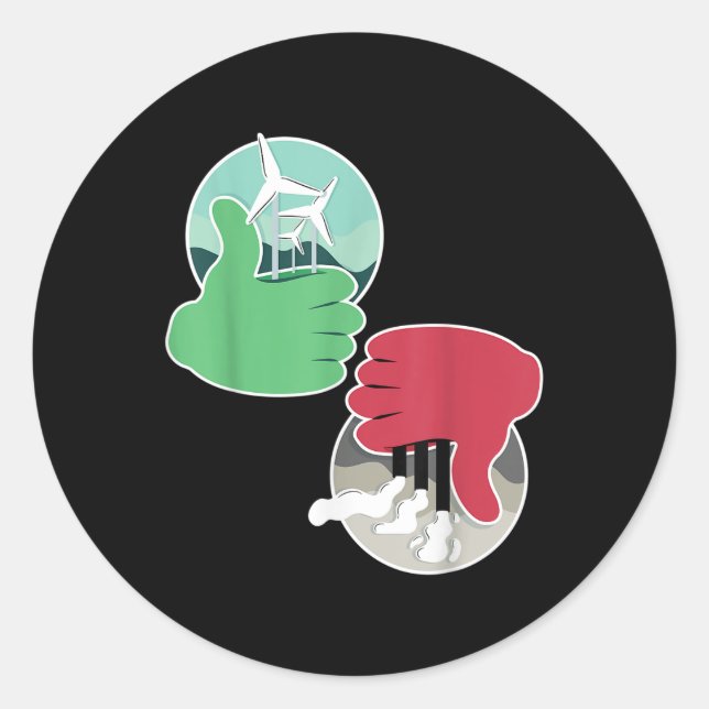 Adesivo Redondo Proteção ambiental da energia eólica renovável (Frente)