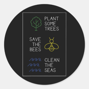 Adesivo Redondo Proteção Ambiental Dizendo, Árvores Vegetais, Salv