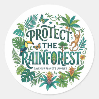 Adesivo Redondo Proteger a floresta tropical