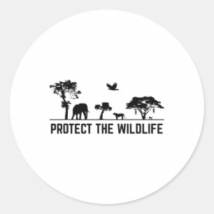 Adesivo Redondo Proteger a Natureza da Conservação Animal Safari S