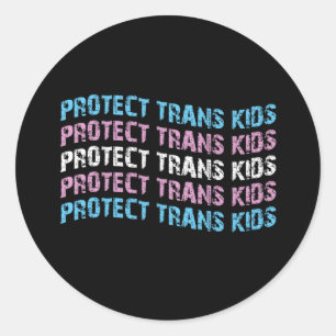 Adesivo Redondo Proteger Crianças Trans - Onda de Sinalizador Tran