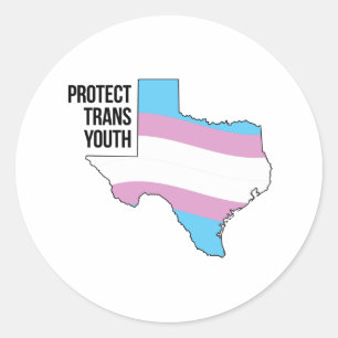 Adesivo Redondo Proteger Jovens Trans do Texas