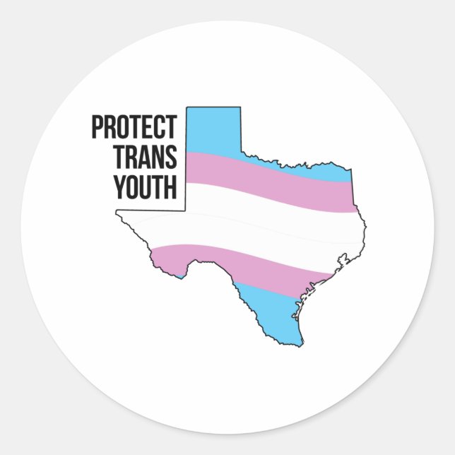 Adesivo Redondo Proteger Jovens Trans do Texas (Frente)