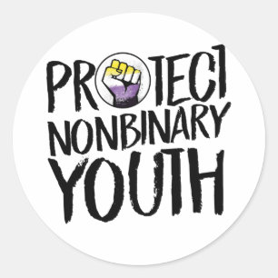Adesivo Redondo Proteger Juventude Não-Binária 