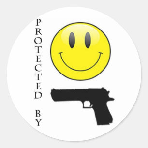 Adesivo Redondo Protegido pela cara & pela arma