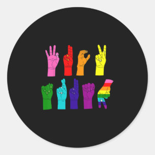 Adesivo Redondo Protesto Língua de Sinais ASL Anti-Trump LGBTQ+