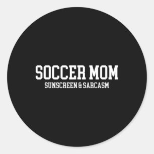 Adesivo Redondo Protetor Solar de Mãe de Futebol e Sarcasmo