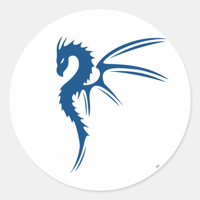 Adesivo Redondo Prothero do dragão azul (Frente)