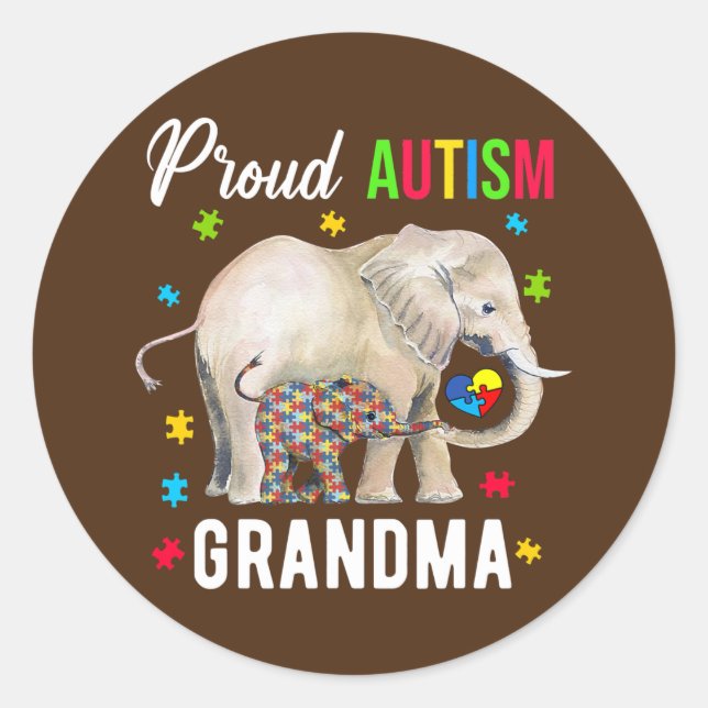 Adesivo Redondo Proud Autism Grandma Funny Autism Awareness Daddy (Frente)