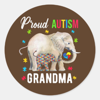 Adesivo Redondo Proud Autism Grandma Funny Autism Awareness Daddy