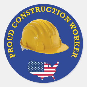 Adesivo Redondo Proud Construction Worker Hardhat