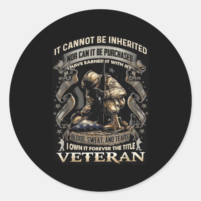 Adesivo Redondo Proud Military Veteran Patriotic American Flag It  (Frente)