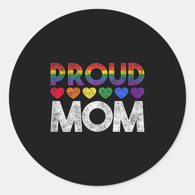 Adesivo Redondo Proud Mom Lgbt  (Frente)