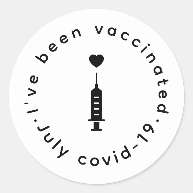 Adesivo Redondo Proudly Vaccinated Heart Needle Design (Frente)