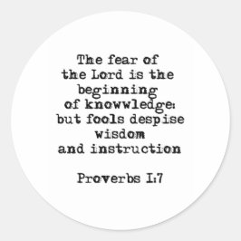 Adesivo Redondo Provérbios 1:7| O medo do Lord Round Sticker