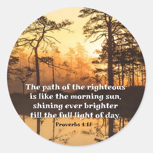 Adesivo Redondo Provérbios 4:18 Caminho da Bíblia direita Versa (Frente)