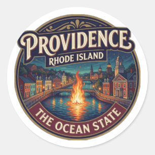Adesivo Redondo Providência Capital de Rhode Island Nova Inglaterr