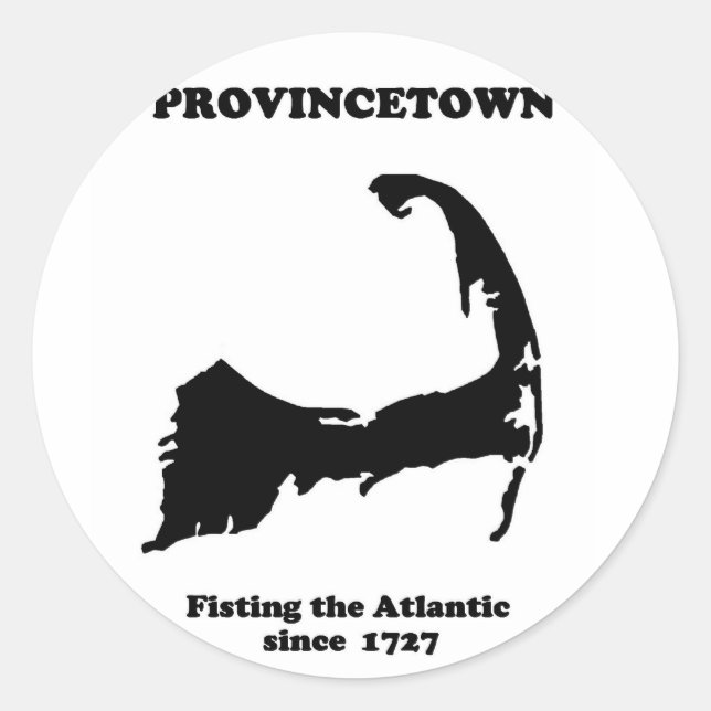 Adesivo Redondo Provincetown - Assoando o Atlântico desde 1727 (Frente)