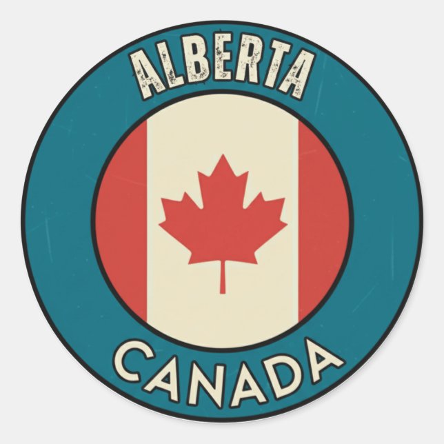 Adesivo Redondo Província de Alberta Canadá (Frente)