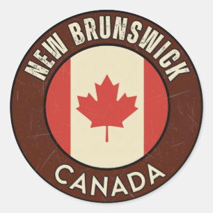 Adesivo Redondo Província de New Brunswick Canadá
