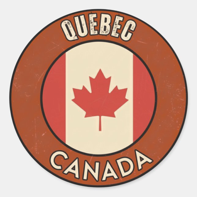 Adesivo Redondo Província de Quebec Canadá (Frente)