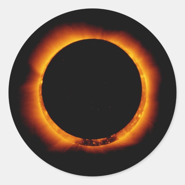 Adesivo Redondo Próximo do Eclipse Solar Total (Frente)