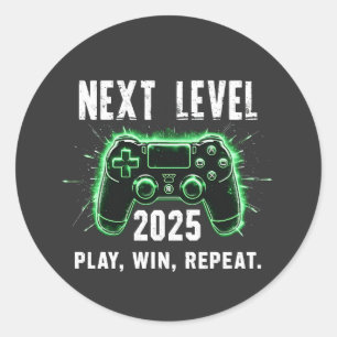 Adesivo Redondo Próximo nível 2025 Reproduza o jogo engraçado