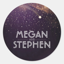 Adesivo Redondo Prum Purple Starry Night Surging Star Weding