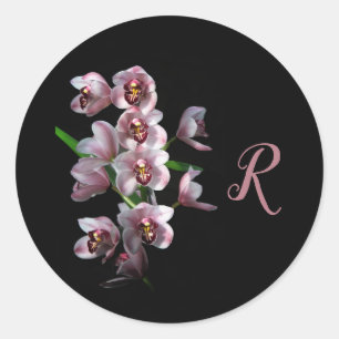 Adesivo Redondo Prurido orquídeo em preto