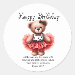 Adesivo Redondo Psalm 149:3 Teddy Ballerina  Round Sticker