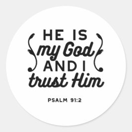 Adesivo Redondo Psalm 91:2 – Trust in God Christian Bible Verse