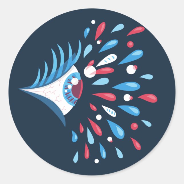 Adesivo Redondo Psicodélica Olho Triquete Estranho (Frente)